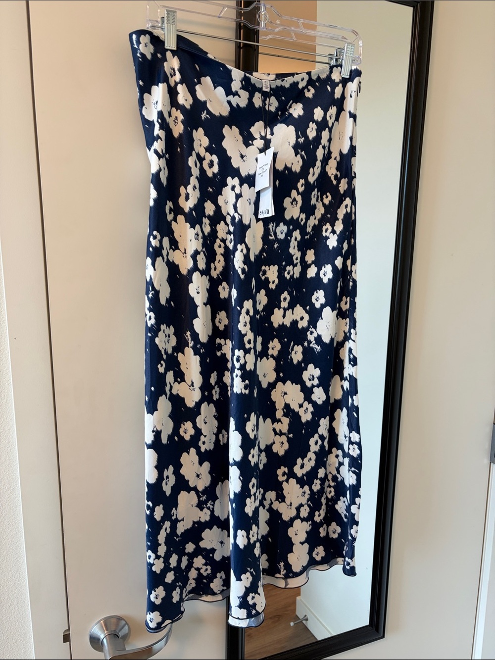 & Other Stories Navy Dress with White Floral Pattern